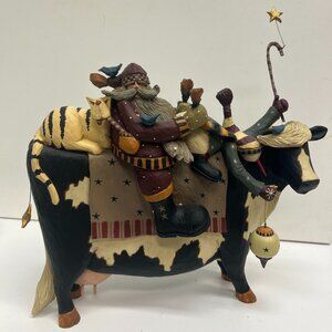 Williraye Studio Santa Riding Cow Figurine
